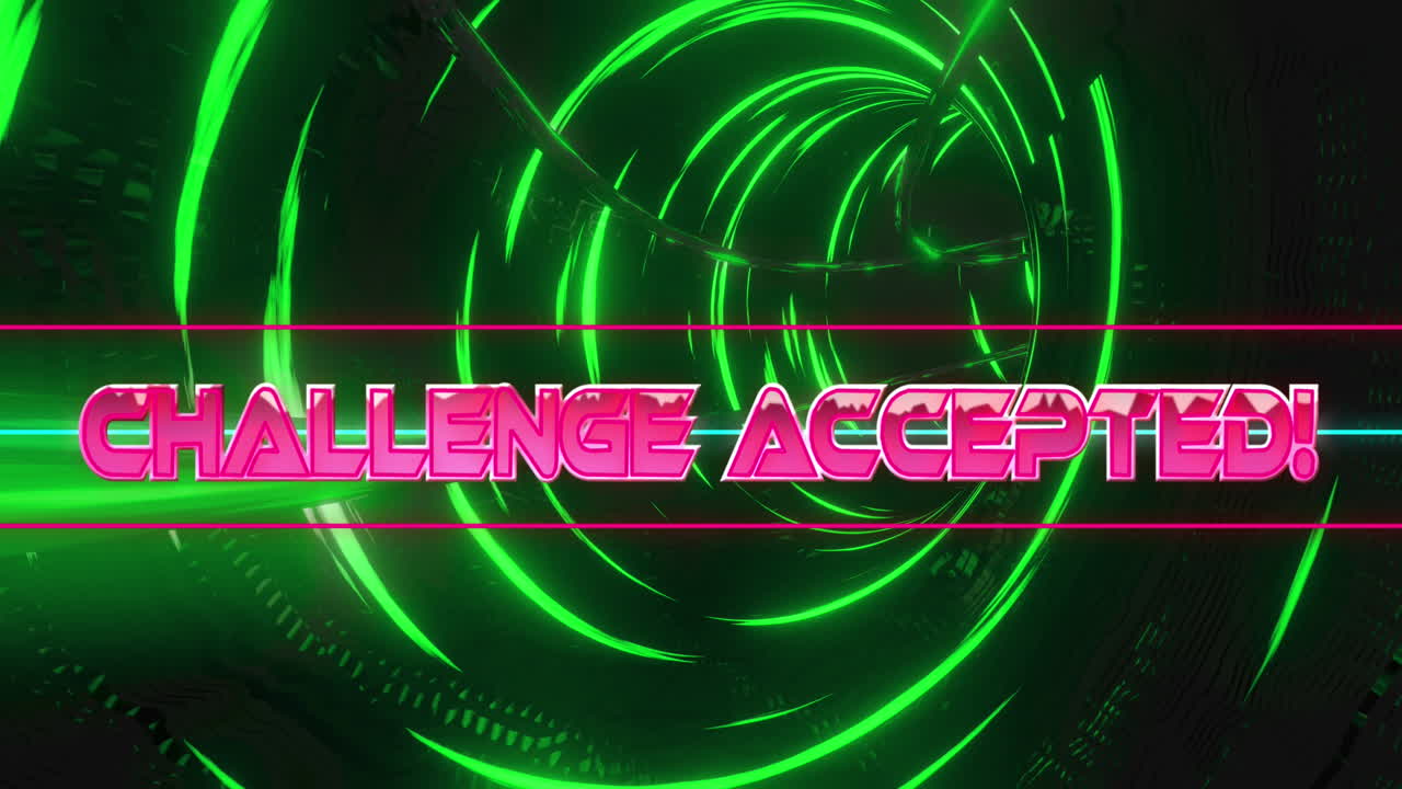 움직이는 디지털 터널을 통해 도전 받아들여진 텍스트의 애니메이션