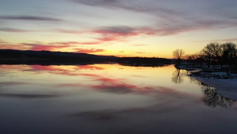 sunset reflections on a winter river