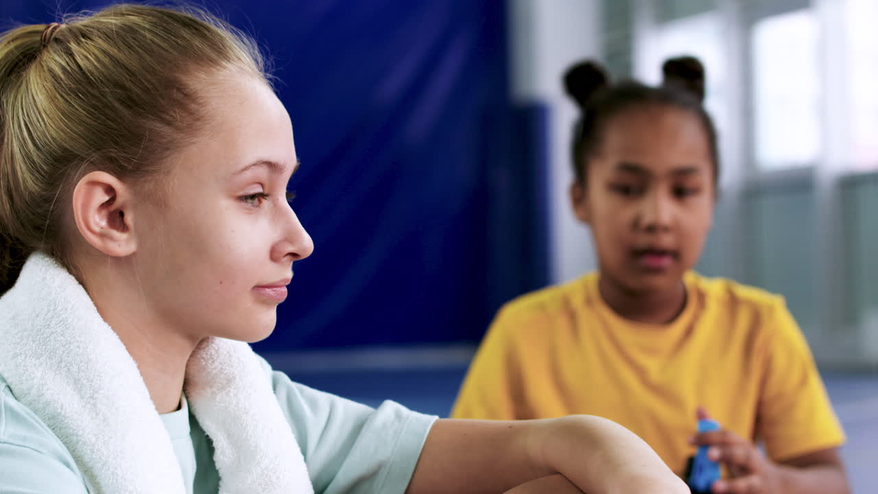 Girls resting after the training