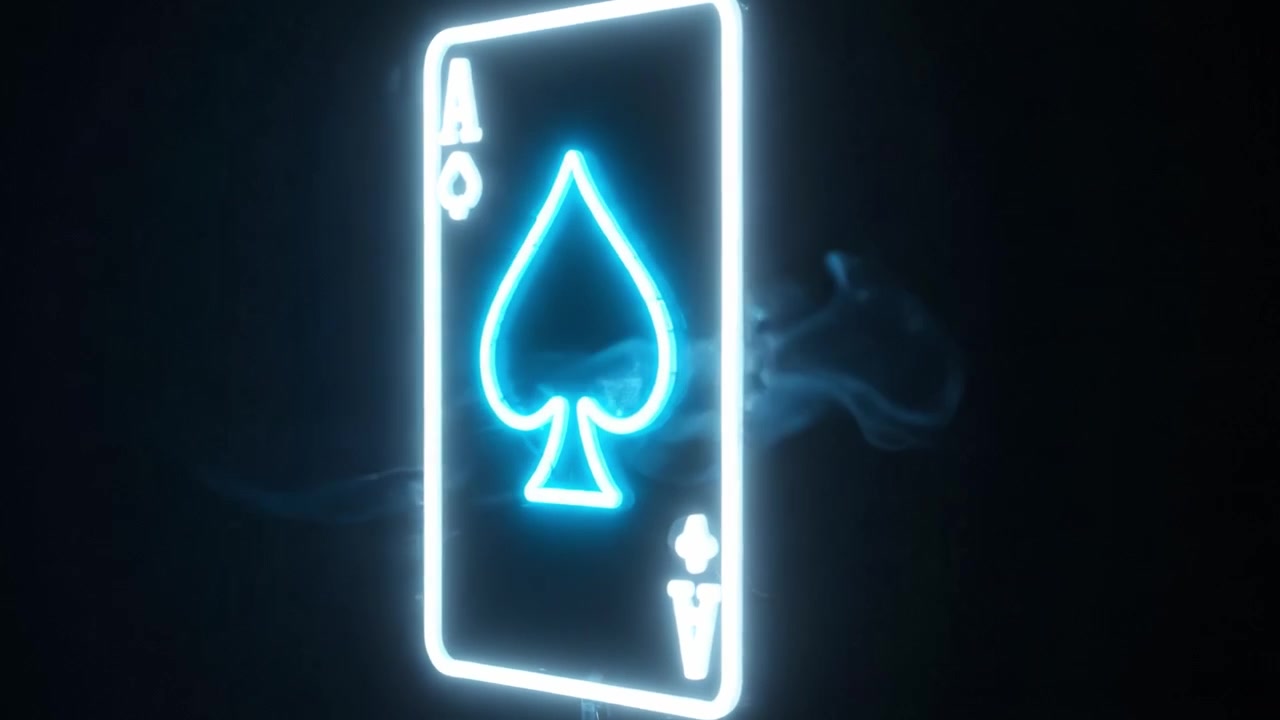 Illuminated Ace of Spades Playing Card in Neon Glow Showcasing the Iconic Symbol of Luck and Strategy for Gamblers and Card Enthusiasts Alike