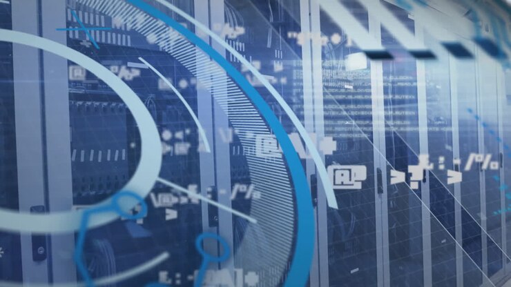 Animation of scope scanning and data processing over server room