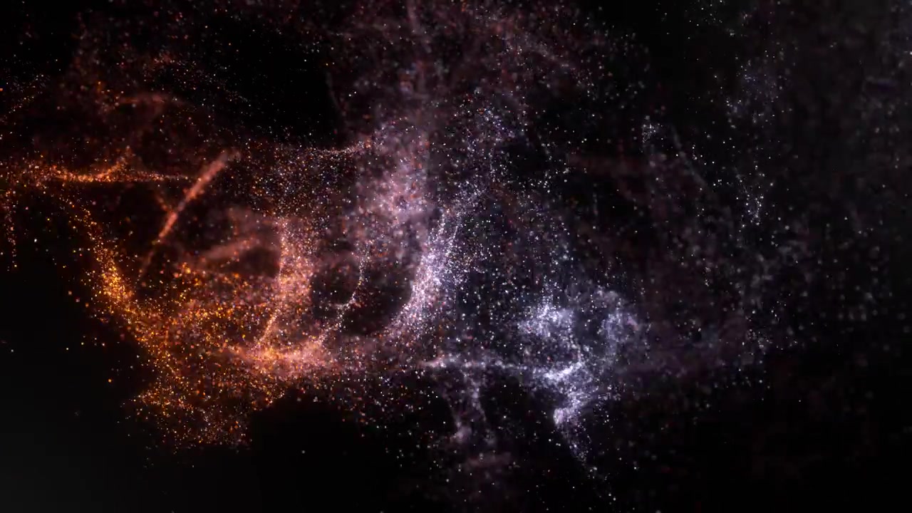 Abstract orange and white glowing particle cloud background