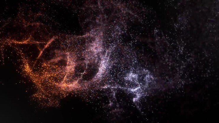 Abstract orange and white glowing particle cloud background