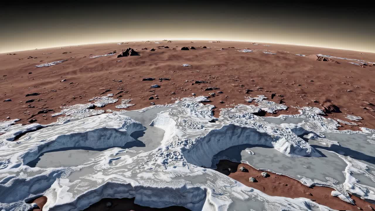 Mars Exploration: Ice Formations and Astronaut