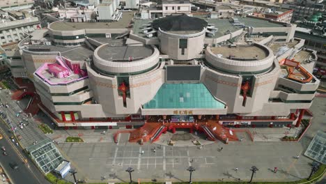 Orbital-View-of-Zhonglou-Shopping-Mall,-Xian,-China