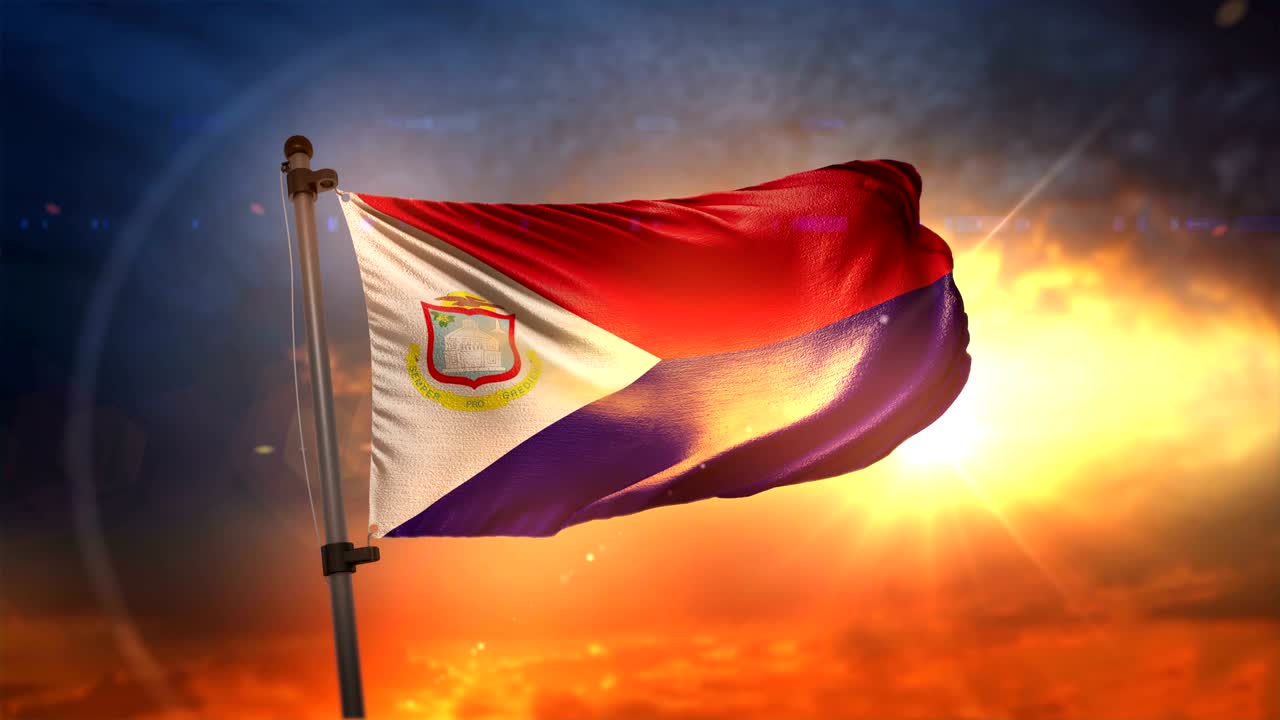 세인트 마틴의 발은 아름다운 해가 뜨는 순환 속도 느린 모션 4k에서 백라이트됩니다.