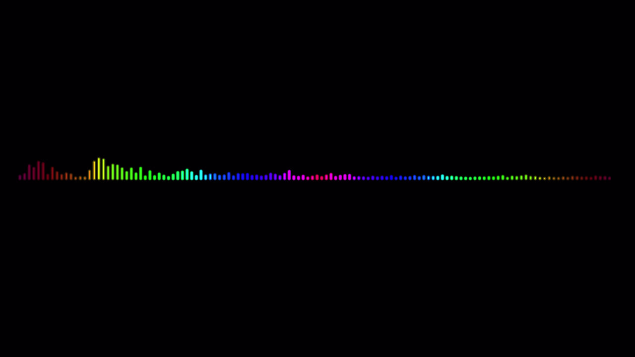 Audio spectrum, colorful single side glowing waveform, animation, a sound waveform with alpha channel