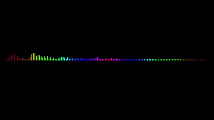 Audio spectrum, colorful single side glowing waveform, animation, a sound waveform with alpha channel