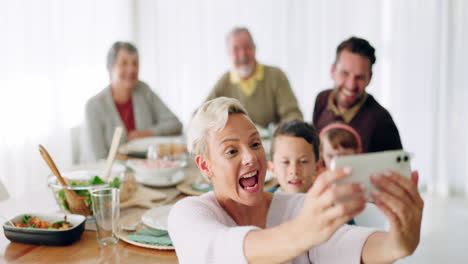 Selfie,-family-smile-and-dinner-with-kids