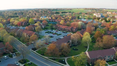 beautiful aerial of residential apartment building complex in usa