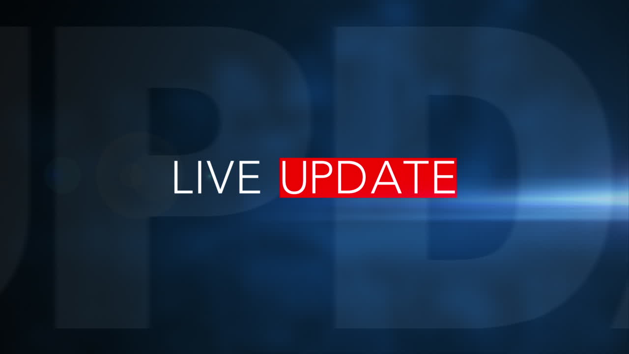 “LIVE OPDATERING” 3D Bevægelsesgrafik med blå baggrund
