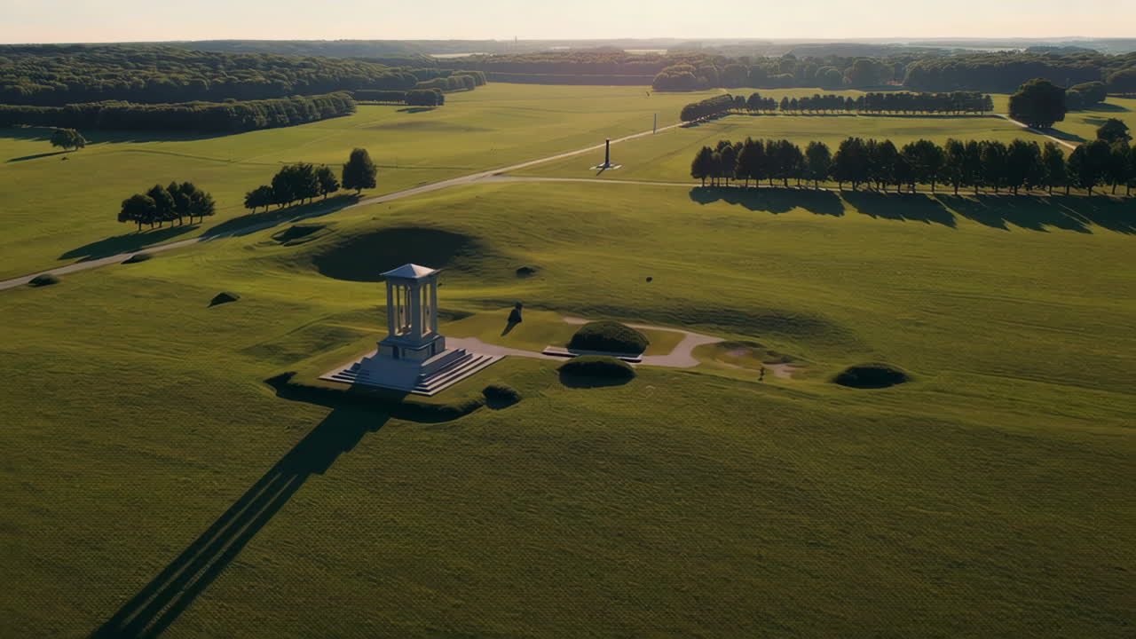 Aerial View of a Memorial in a Park
