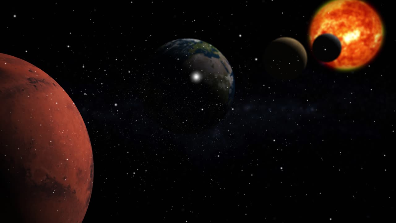 Premium stock video - Point of view solar system of several planets
