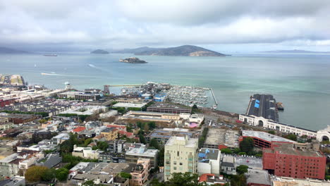 Aerial-view-of-San-Francisco-Fisherman's-Wharf-and-Alcatraz-Island