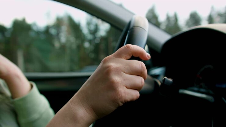 Woman driving a car
