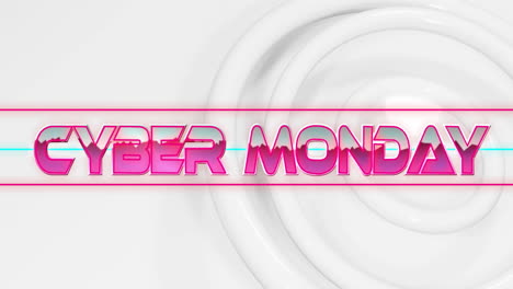 animación del texto de cyber monday sobre círculos sobre fondo blanco
