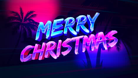 Animation-intro-text-Merry-Christmas-and-tropical-palms-retro-holiday-background
