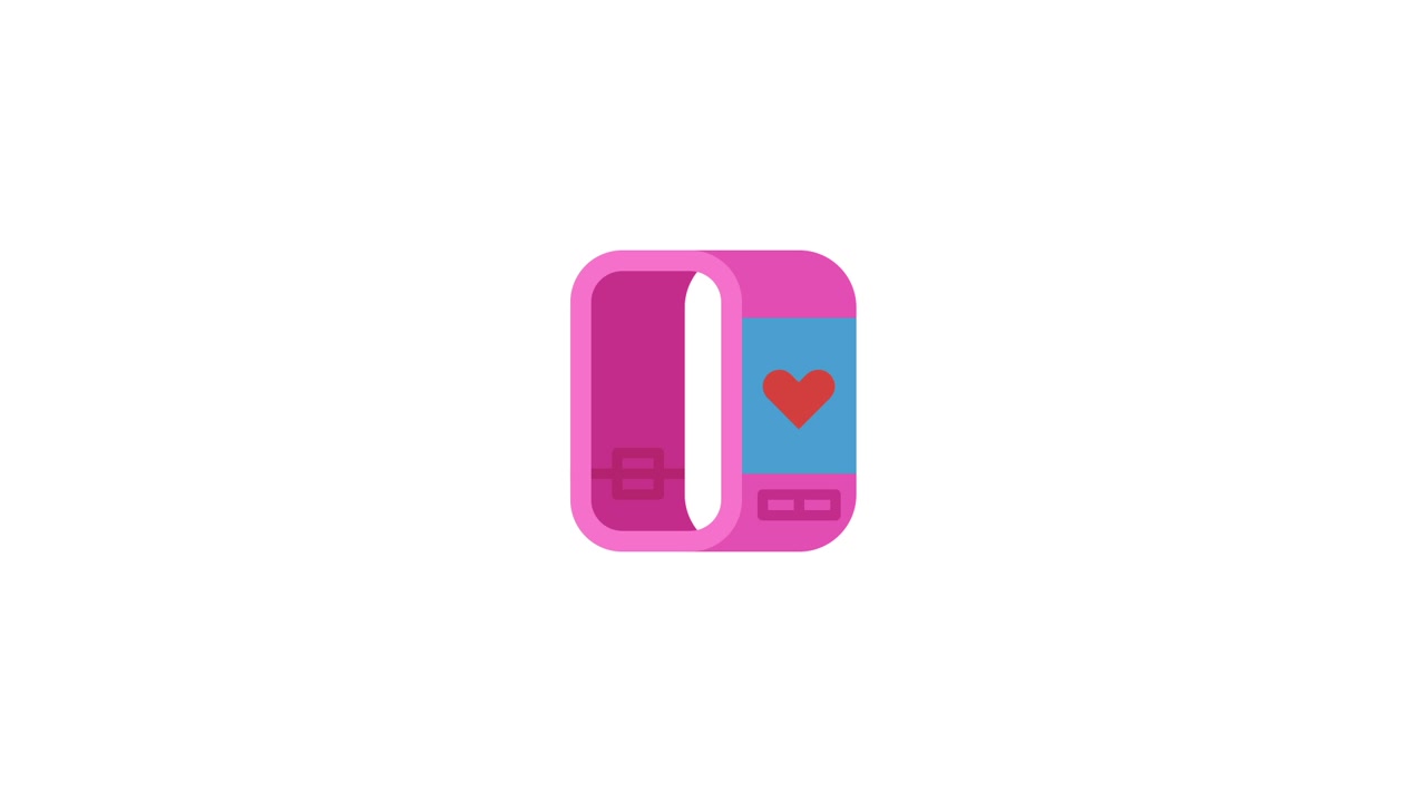 Icona animata di fitness tracker rosa con cardiofrequenzimetro