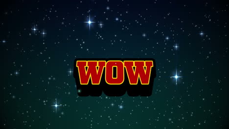 animación de texto wow y puntos en fondo negro