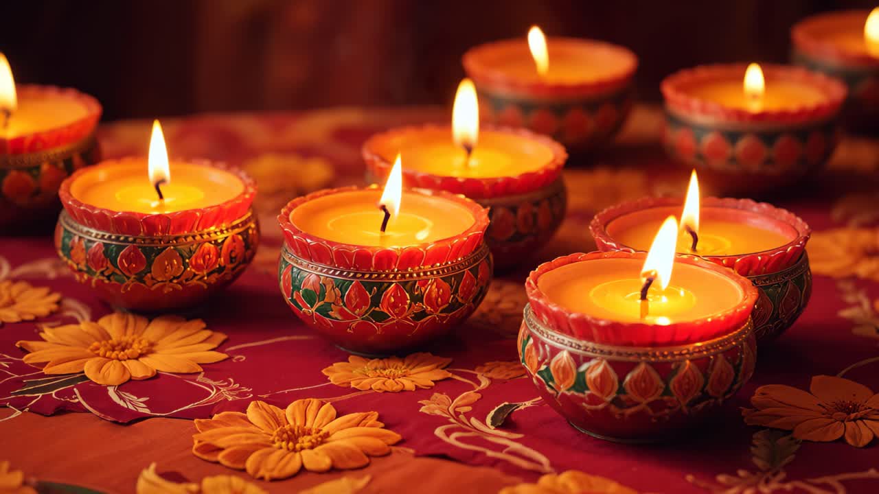velas de diwali y decoraciones