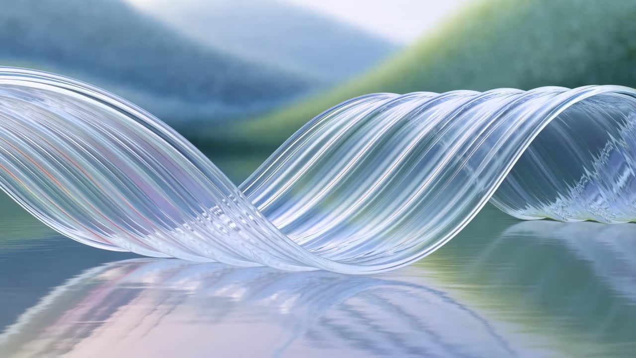 Abstract Transparent Glass Twist with Reflection