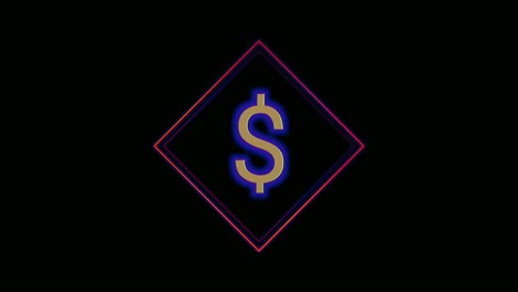 neon blue light dollar sign on black background