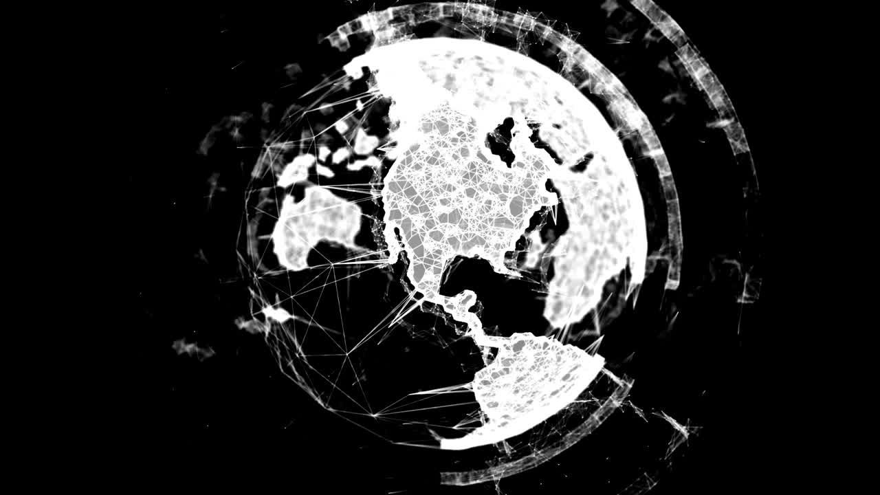 흑색 배경에 회전하는 3d 로우 폴리 플래 지구, 루프 가능한 4k 비디오 애니메이션
