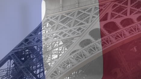 animación de la bandera de francia sobre la torre eiffel