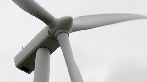 this is a low angle extreme close up of a wind turbine