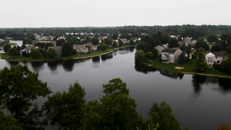 inland suburban lake made by builders