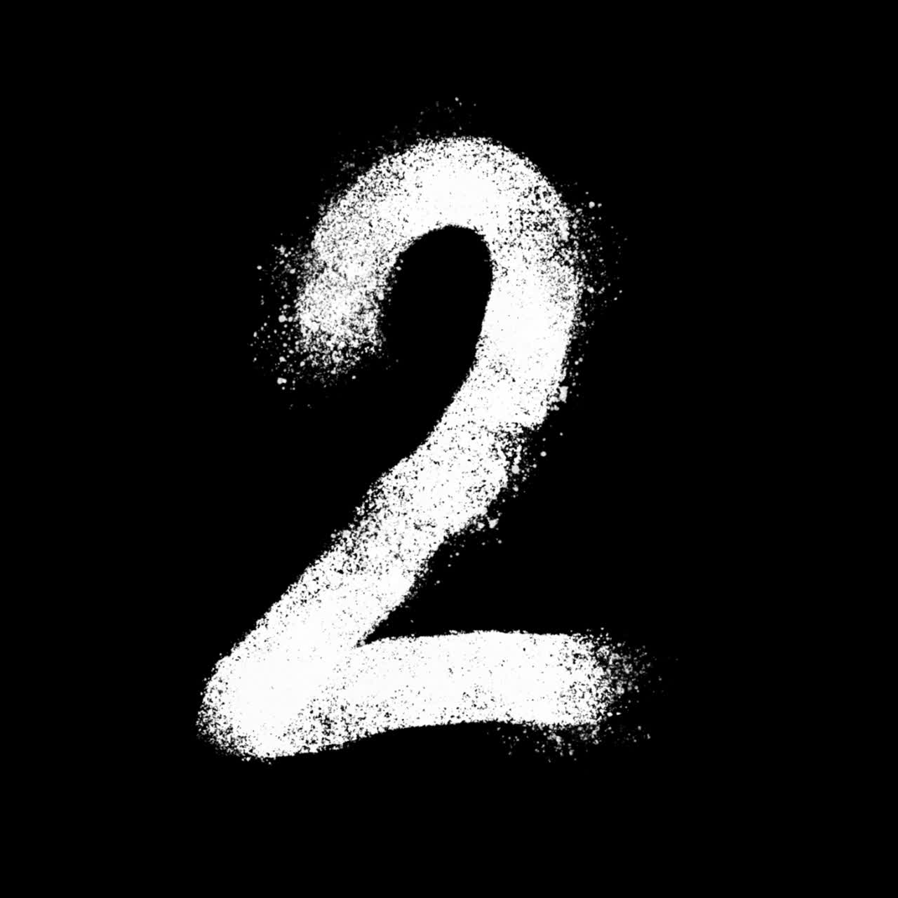 Animated White Spray Paint Number 2 on Black Background