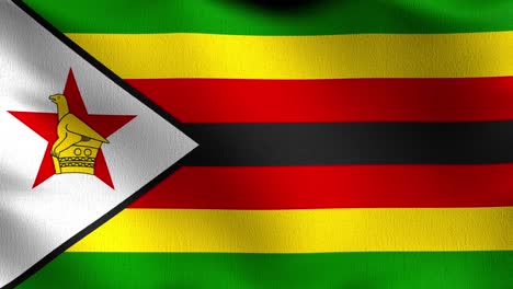 seamless loop 4k vdo. zimbabwe national flag blowing in the wind isolated. official patriotic abstract design. 3d rendering illustration of waving sign symbol.