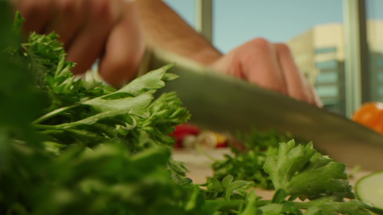 se ha cortado el perejil macro shot