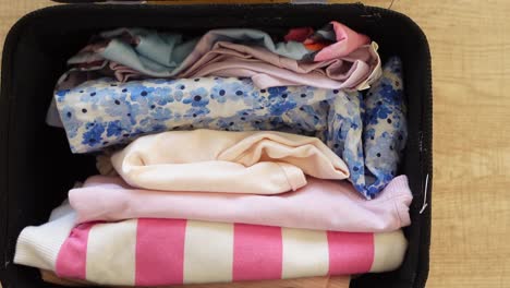 clothes neatly packed in a travel bag