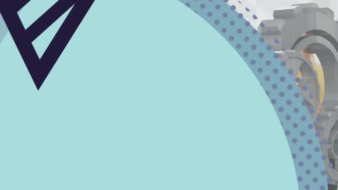 Animation of mint shape with copy space over cogs