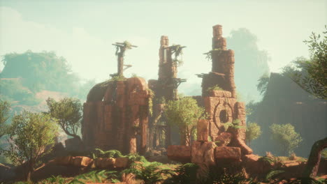 ruinas cerca de piedras rocosas rojas