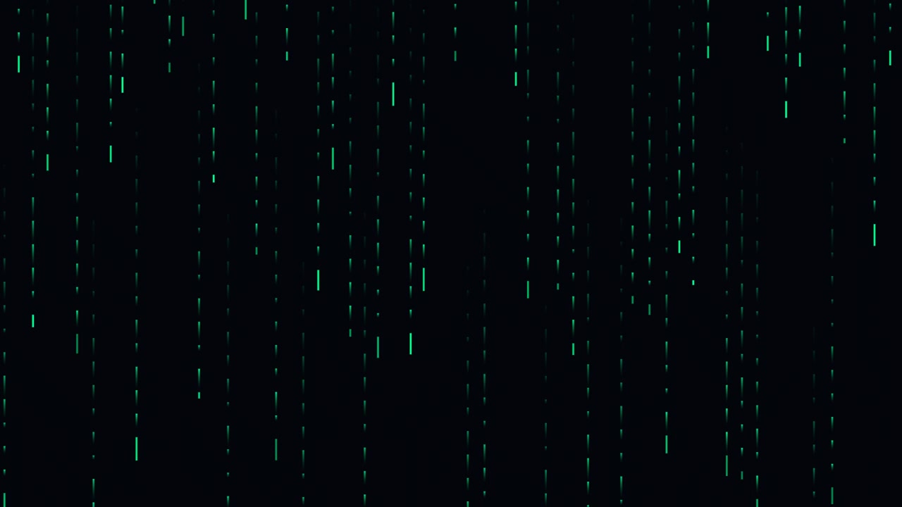 Digital Matrix Style Green Rain Falling on Black Background