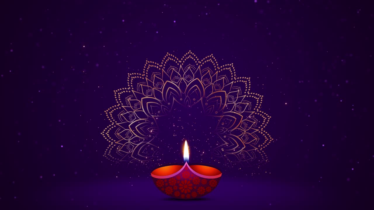 Sfondo di auguri Happy Diwali con spazio per il testo, animazione di fuochi d'artificio per celebrare la festa tradizionale