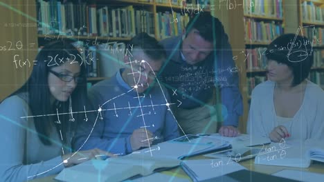 group of professors studying in a library