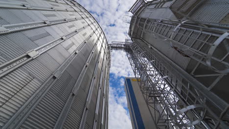 modern grain elevators. industrial grain storage tanks. agribusiness.