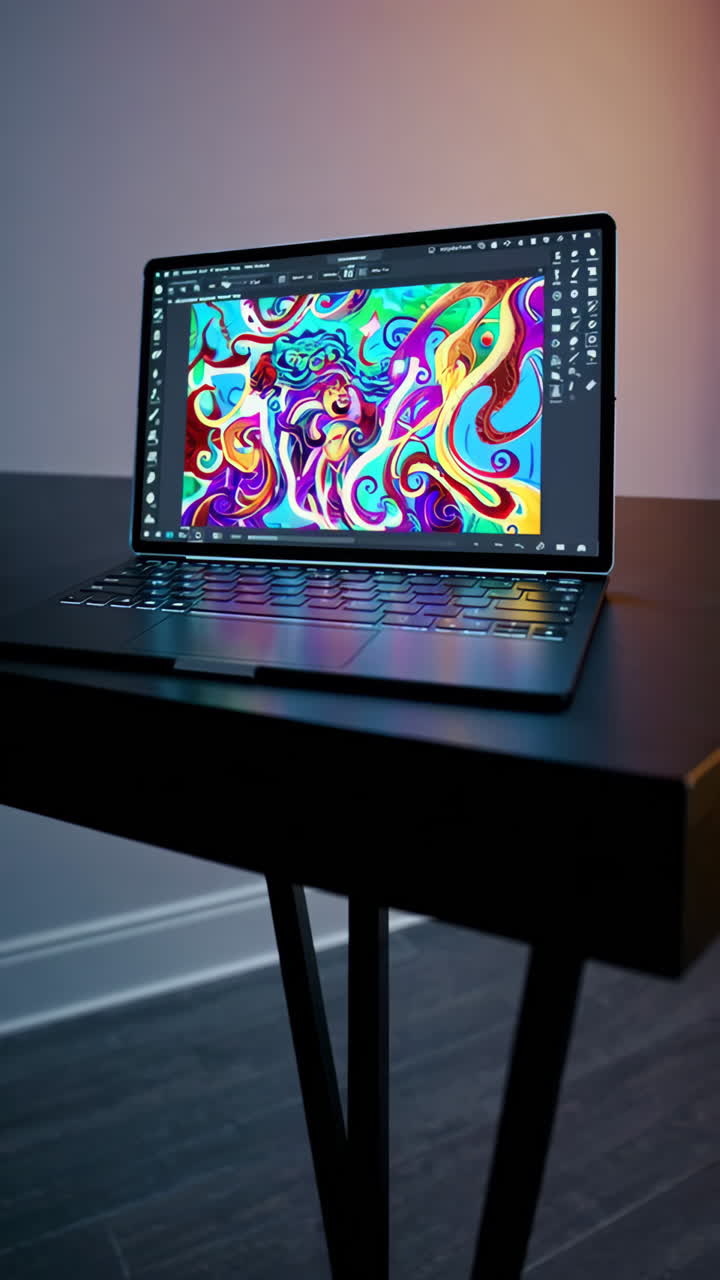 Laptop displaying digital art