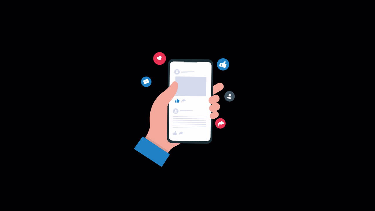 Animated Hand Scrolling Social Media Feed on Smartphone