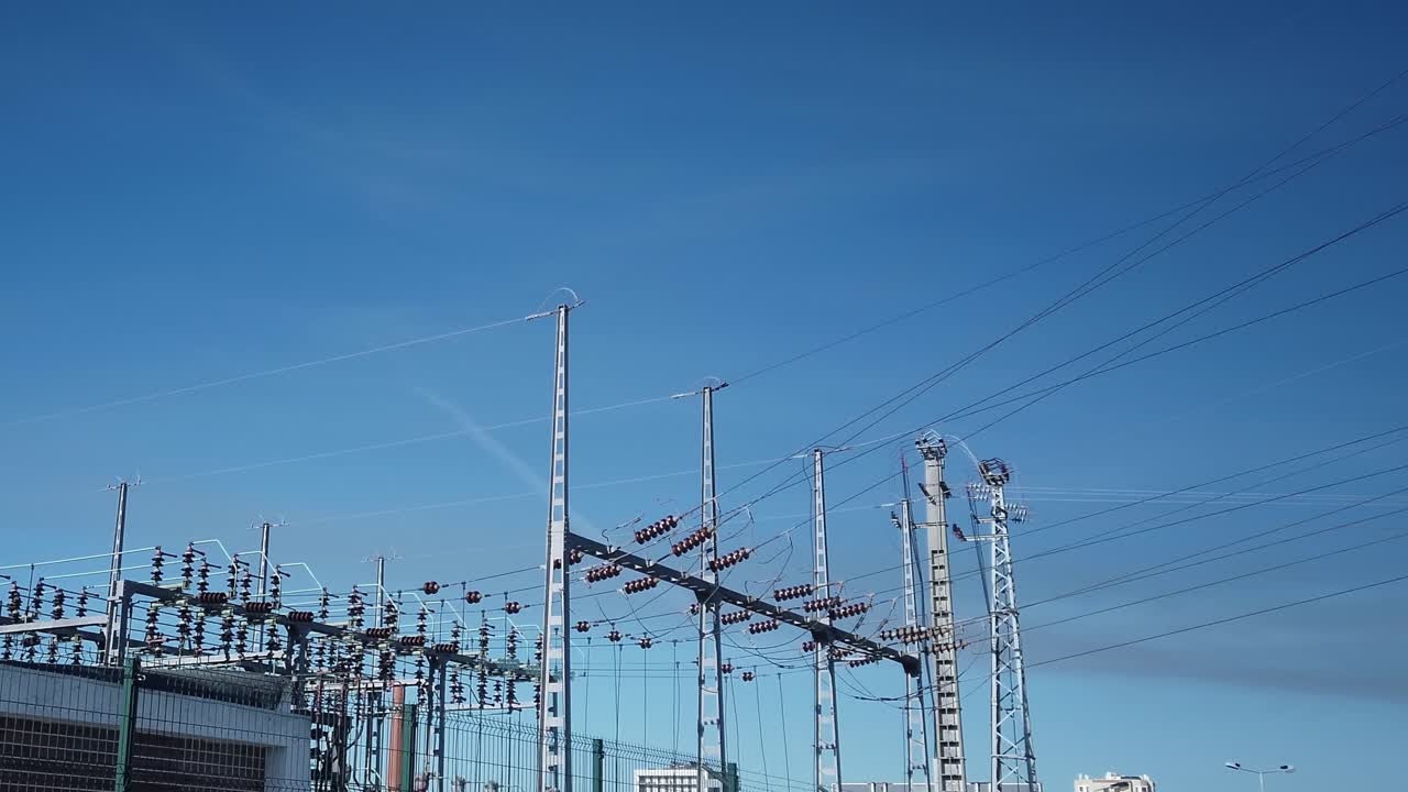 Low Angle View of Energy Station With Blue Sky In The Background