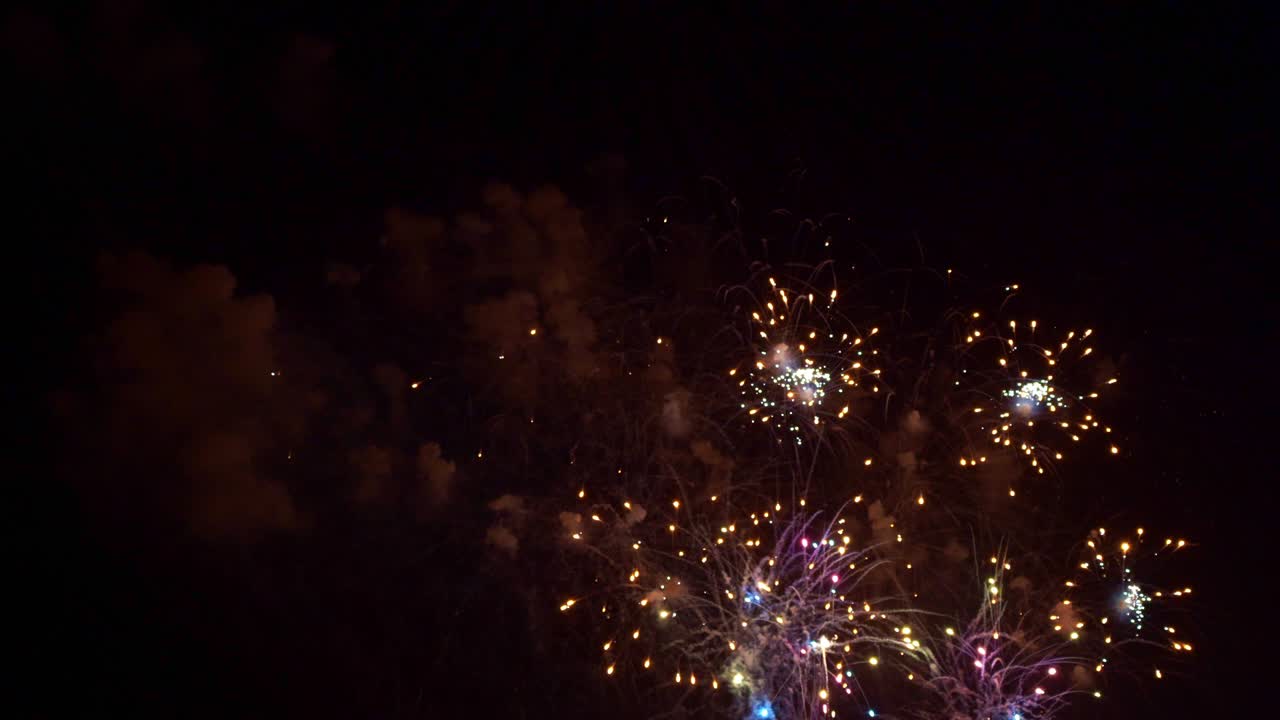 Beautiful colourful fire work display at night for celebration in festival