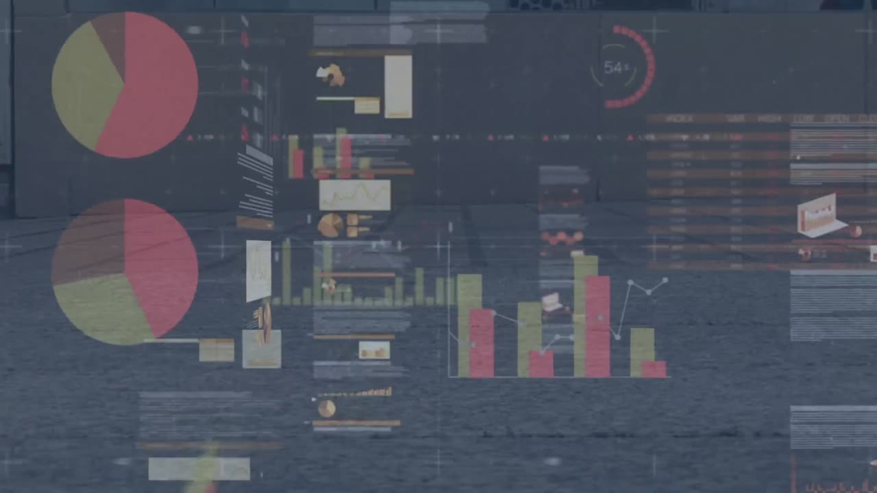 animación del procesamiento de datos sobre una concurrida calle de la ciudad
