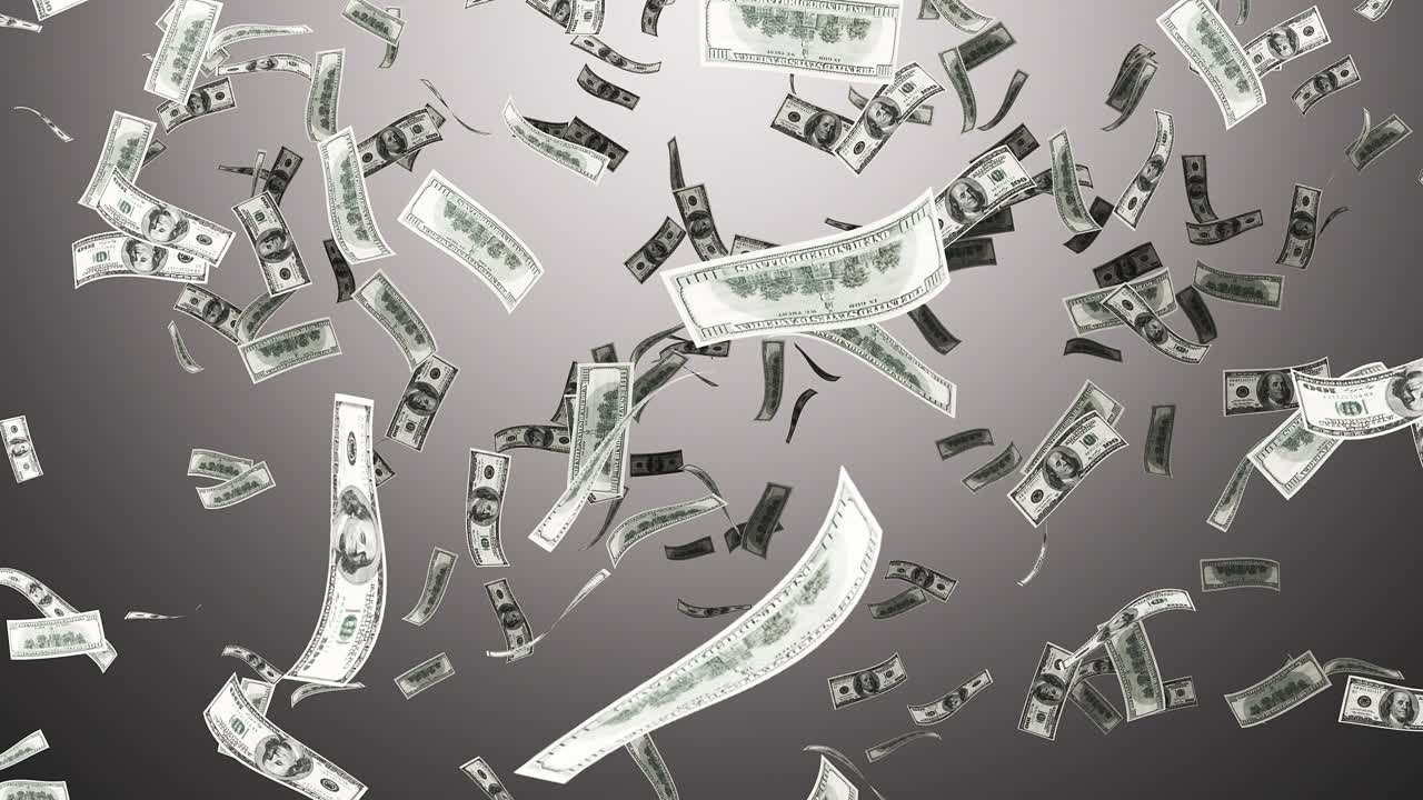 caída de cien dólares en fondo gris