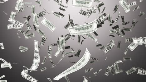 falling hundred dollar on grey background