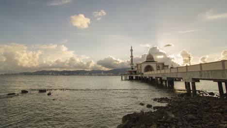 timelapse sunset hour of floating mosque