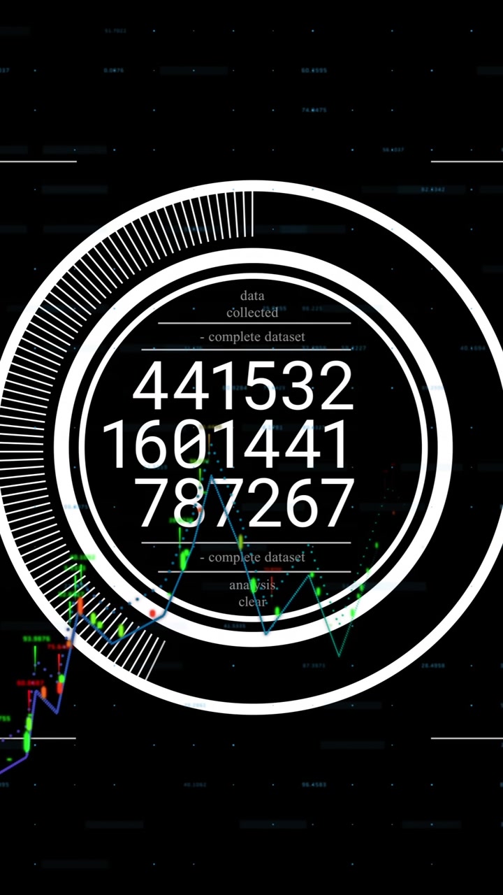 Animation of scope scanning and data processing over black background