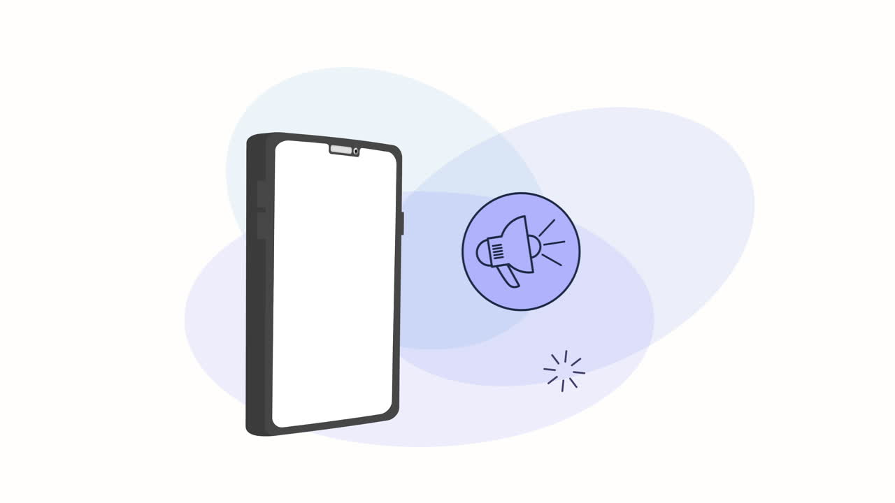 teléfono inteligente con animación de marketing en las redes sociales